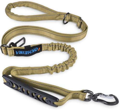 IOKHEIRA Hundeleine, verstellbare Leine (1,2 bis 1,5 m) mit Sicherheitsgurt für Hunde, komfortabler gepolsterter Griff und reflektierende Fäden