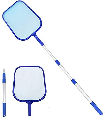 KAHEIGN Tarea Pesada Skimmer De Hojas De Piscina, 150cm Red De Limpieza De Hojas De Piscina Skimmer De Malla Fina Con Rastrillo Telescópico Para Piscina, Jardín, Estanque, Fuente, Bañeras, Spa, Pecera