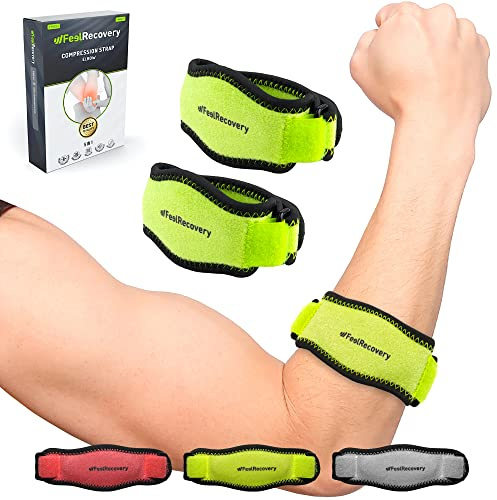 2 Paket Armbågsstöd Tennisarmbåge för Män & Kvinnor - Armbågsskydd för Epikondylit med Kompressions Pad - Epikondylitbandage för Tennis, Golfarmbåge, Sport, Gym & Smärta i Underarmen (Grön)