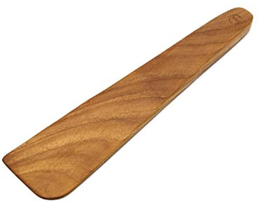 FAAY 10 Flat Wooden Spatula for Cast Iron, Egg Flipper, Pan Scraper, Handcraft from High Moist Resistance Golden Teak for Non Stick Cookware (10)