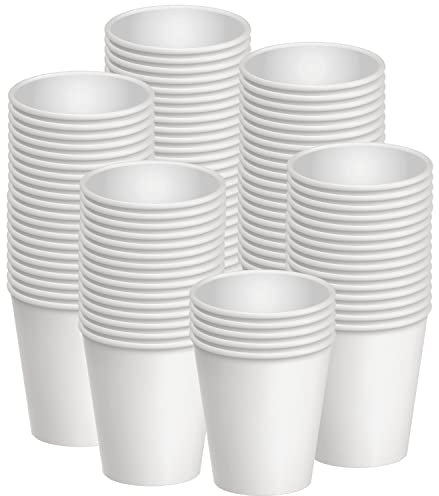 100 tazas de papel desechables de 8 onzas, tazas de bebida caliente y fría para café, agua, jugo para fiestas, picnic, viajes y eventos