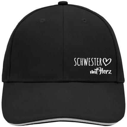 Huuraa Cappy Mütze Schwester mit Herz Geschenk Black/Light Grey Schwester Präsent
