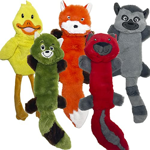 JALOUSIE Hundespielzeug mit Knistergeräuschen, 48,3 cm, ohne Füllung, niedliches Tiermotiv, 5 Stück mit Knisterpapier