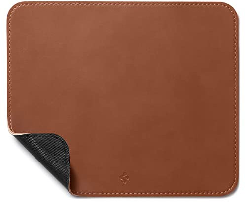 Spigen Mauspad aus Velo Vegan PU Leder Gaming Mousepad mit Anti-Rutsch-Gummimatte - Braun