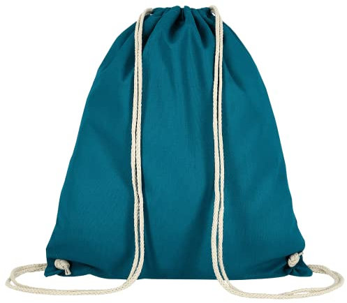 TEXXILLA Turnbeutel - OEKO-TEX 100 zertifiziert | mit robusten Zugbändern | 38x46cm | Jutebeutel | Einkaufstasche | Rucksack | unbedruckt, Farbe:petrol