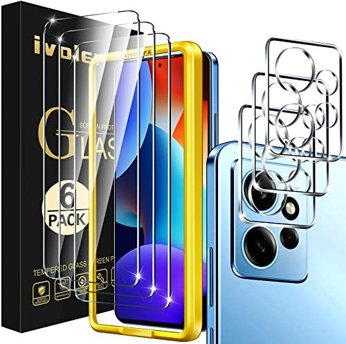 ivoler 3 Pièces Film Protection écran en Verre Trempé pour Xiaomi Redmi Note 12 4G (Pas pour Redmi Note 12 5G) avec 3 Pièces Caméra Arrière Protecteur, Outil d'Installation Facile