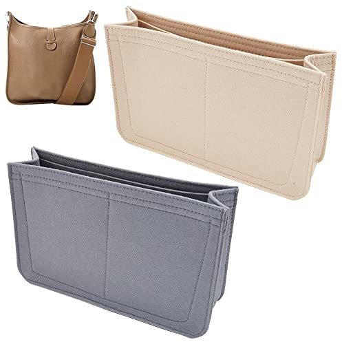 WADORN Filz-Handtascheneinsatz, Organizer, Mikrofaser, Geldbörseneinsatz, Tasche, Umhängetasche, Innenformer, rechteckige Tasche in Tasche, Tascheneinsatz für Hermes Evelyne 29 (Khaki, Grau)