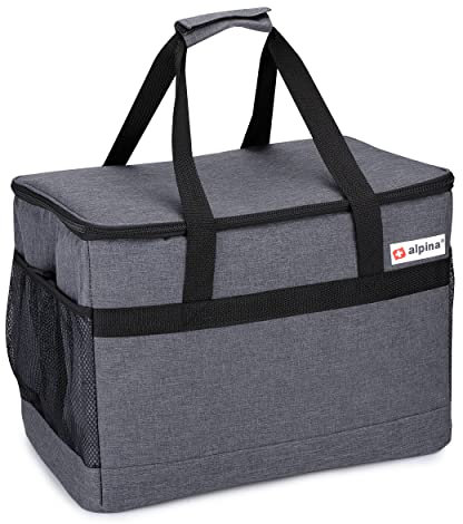 alpina Kühltasche 30L - Lunchbox - Isoliert - Heiß und Kalt Verwendbar - Grau