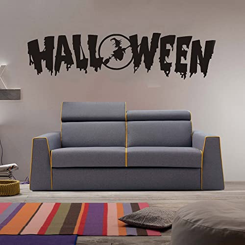 Halloween-Wand-Aufkleber Hall Ween Vinyl Fenster Glas Hexe Schablone Aufkleber Abnehmbare Tapete Poster Für Wohnzimmer Bedroo 42X164cm