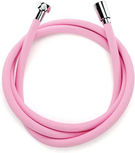 Hijinshao 71 Zoll Silikon Brauseschlauch, Extra Langer Glatter Handschlauch mit 360 Drehung, Flexibler Knickschutzkopf, Rosa