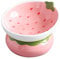 Yeexoxow Ceramic Raised Cat Bowl, Pink Elevated Cat Food Bowl for Indoor Cats, Anti Vomiting & Protect Pet's Spine, Cute Tilted Cat Dish for Flat Faced Cats and Kitten (Strawberry Shaped)