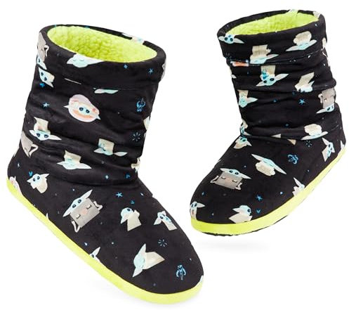 Disney Stitch Winter Hausschuhe Damen Mit Rutschfester Sohle - Reißverschluss - Baby Yoda Flauschige Hausschuhe Damen (Mehrfarbig Baby Yoda, 38-39 EU)