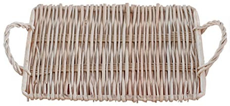 Bandeja De Mimbre Para Servir Con Asas, Bandejas Otomanas Tejidas Decorativas, Bandeja Organizadora De Cesta Rectangular Para Desayuno, Bebidas, Aperitivos Para Mesa De Café(Light)