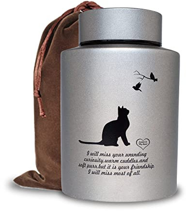 Mianachilu Urnes funéraires pour Chats jusqu'à 27,2 kg - Urnes commémoratives pour Cendres de Chat - Taille M (Gris)
