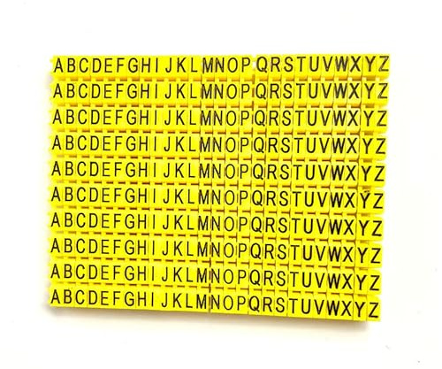 Marcador de Cable Amarillo con Tubo Letra A-Z, Tubo de Alambre, Etiqueta de Números (260PCS 6mm²)