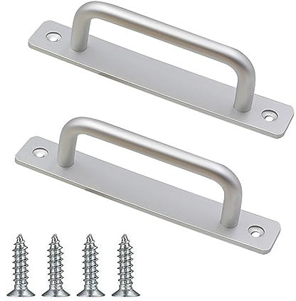 Divono 2 Pcs Door Handles Internal Sliding Door Handles, 180mm Pull Push Door Handles, Gate Handle Stainless Steel Door Pull Handles, for Kitchen Cupboard Garden Garage Shed Gate and More(Silver)