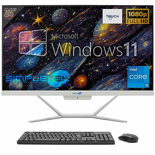 SIMPLETEK - All in One Touch Core i5 8GB RAM SSD 240GB Windows 11 | Computer mit integrierter 2K Webcam AiO Touchscreen