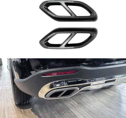 OSTREY Auto-Auspuff-Endrohr-Abdeckungsverkleidung für Mercedes Benz GLC Class X254 GLC260 GLC300 AMG 2023+, Auspuffblenden-Dekorationszubehör,Carbon Look
