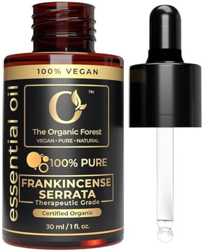 Plant Based Frankincense Essential Oil (Boswellia Serrata) – 100% Pure & Organic, Steam-Distilled, Undiluted – for Diffuser & Aromatherapy | Cosmetic Use on Skin – 30 ml