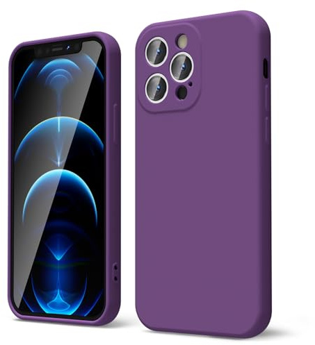 oakxco for iPhone 12 Pro Case Liquid Silicone, Soft Rubber Gel Elegant Aesthetic Basic Simple Cover, Cute Thin Slim TPU Matte Solid Color Plain Smooth Case for Women Girl, Purple