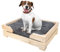 Creative Pets Hundebett aus Holz mit Hundekissen | 58 x 44 x 14 cm | Hundekorb Bequemes Kissen Dunkelgrau | Langlebiges Hundesofa | Hundematte für kleine Hunde
