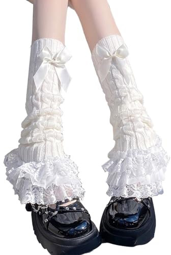CAMDOM Lolita Bow Lace Plush Leg Covers Stacked Socks Leg Warmers for Girls