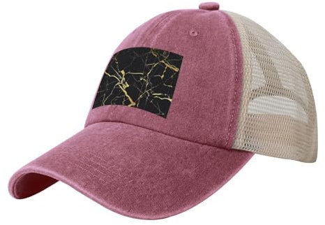 Stilvolle Cowboy-Baseballkappe für Herren – klassische und vielseitige Trucker-Mütze, Netz-Snapback-Hut für Herren, Schwarz / Gold, Rot/Ausflug, einfarbig (Getaway Solids), Einheitsgr��e