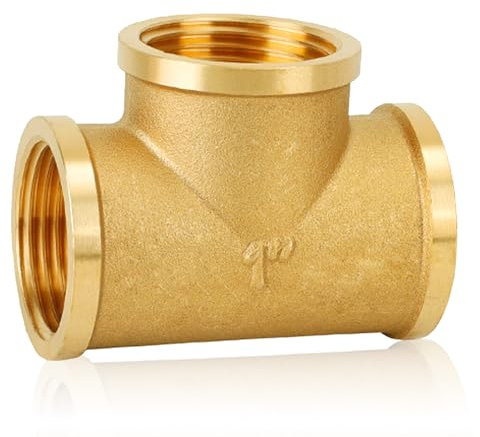 T-Stück 90° G1 Zoll Ig Messing, Messing T-Stück G1 (Ø30,5mm) IG, DN25, Abzweig Verteilerstück Innengewinde für Trinkwasser geeignet Gewindefitting Messingfitting
