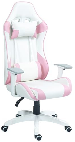 HOMCOM Gaming Chair, Racing Gamer Chair, Reclining Faux Leather Computer Chair with Headrest, Lumber Support, 3D Armrests, Adjustable Height, Swivel Wheels for Home Office, Light Blue