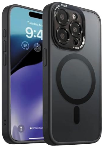 SNZ Custodia magnetica per iPhone 15 Pro, compatibile con MagSafe, iPhone 15 Pro, antiurto, antigraffio, resistente all'ingiallimento, standard, colore nero