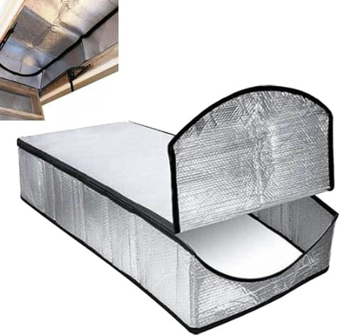 BODYGAD Isolationsabdeckung, Dachbodenabdeckung Leiter Isolierung Abdeckung Luftpolster-Aluminiumfolie Verdicktes Wasserdicht Feuerfest Dachboden Isolierung Zelt mit Reiรverschlรผssen 138x63,5x28cm