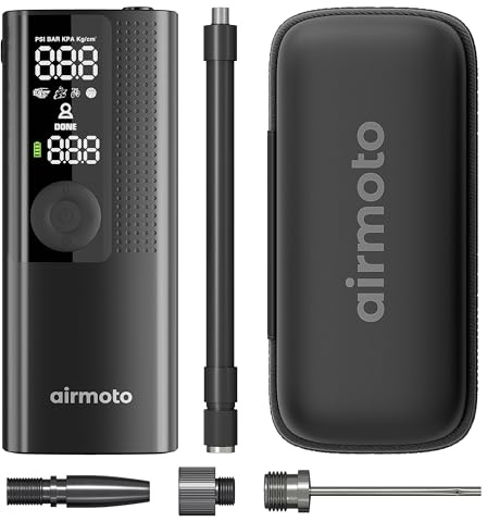 Airmoto Portable Tire Inflator and Hard Carrying Case Bundle | Cordless Tire Inflator with Digital Pressure Gauge & Hard Carrying Case, Easy to Store in Glove Box and Ready to Go
