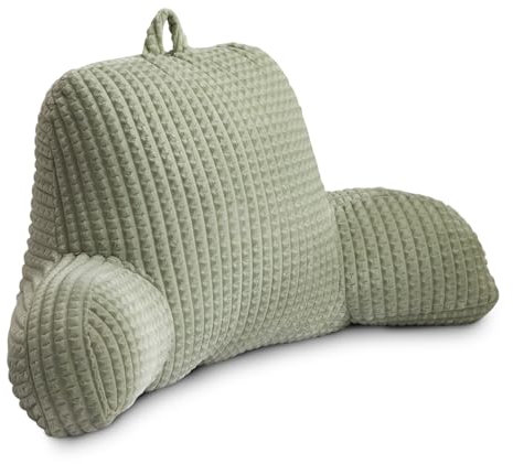 Holawakaka Adults Reading Pillow with Arms, Backrest Reading & Rest Pillows for Sitting Up in Bed, Bed Rest, Lounging, Working on Laptop,Arms Back Support Cushion for Men Women Teens,Green