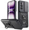Oududianzi - Cover per Oppo Reno 12 Pro 5G Custodia,con Coperchio Scorrevole della Fotocamera, 360 ° staffa girevole e manicotto protettivo in silicone TPU - Nero
