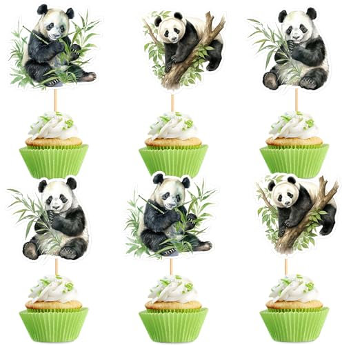 Blumomon 30 Stück PandaCupcake Topper Dschungel Safari Tiere Kuchen Dekoration Tiere Figur Kuchen Topper Picks für Babyparty Kindergeburtstag Party Supplie