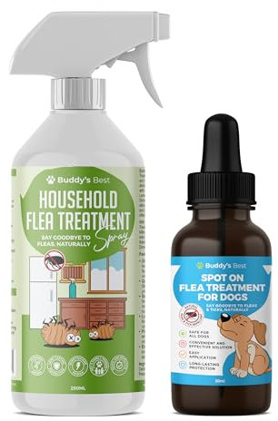 Ultimate Flea Control Bundle - BUDDY'S BEST Household Flea Treatment Spray & Spot On Flea Treatment For Dogs | Non-Toxic & Natural Protection | Complete Home & Pet Solution