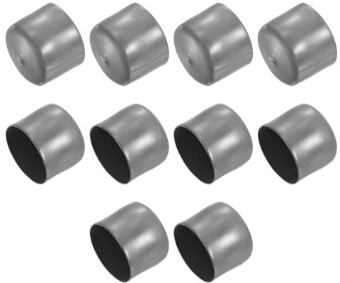 sourcing map 10pcs Rubber End Caps 54mm ID Vinyl Round End Cap Cover Screw Thread Protectors Dark Grey