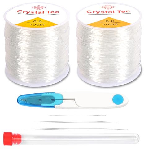 Zhtulck Gummiband für Armbänder, 0.6mm 0.8mm 100m Elastisches Band für Armbänder, Armband Gummiband Elastisch Transparent für DIY-Schmuck, Armband Herstellung und Design