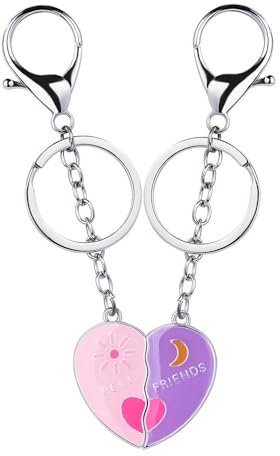 AMOR SPES Lot de 2 porte-clés en forme de cœur brisé pour meilleurs amis, multicolore, taille unique