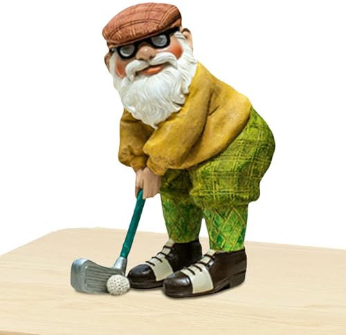 Decorazioni per gnomi da golf, ornamento da giardino all'aperto, statue giocose da giardino | Divertente gnomo da giardino da golf, ornamenti per decorazione per prato esterno, piccoli gnomi da