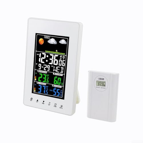 Thermomètre hygromètre d'intérieur, réveil horaire, station météo numérique colorée avec écran LCD couleur pour cave à vin, garage, chambre de réfrigération