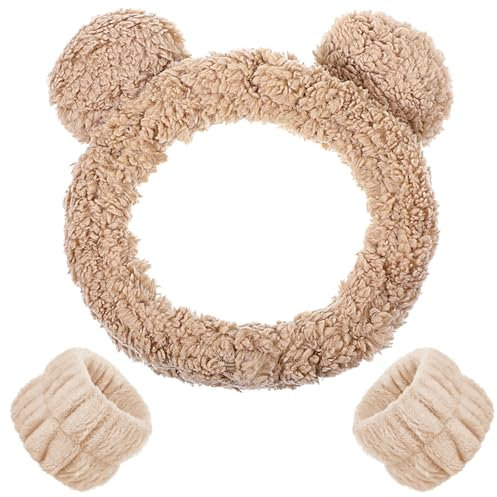 GEEHUA Haarband Kosmetik für Make Up und Waschen, Abschmink Haarband Bärenohren Elastisches Gesicht Handgelenk Waschband Saugfähiges für Mädchen Damen Hautpflege Kosmetik Dusche Yoga