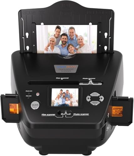 Eyesen Photo and Slide Scanner with 2.4” LCD Screen, Convert Negatives & Slides 35mm/135 Film, Photo(3R,4R,5R), Business Card to 22MP JPEG Digital Photos, 4GB SD Card Included