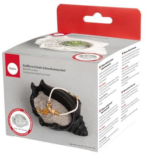 Rayher Silikon Gießform Schale Schneckenmuschel, 14,8 x 10 cm, Höhe 6,3 cm, Ausgießen mit Kreativ- Beton, Raysin-Gießpulver, Resin Gießharz, Wachs, 36188000