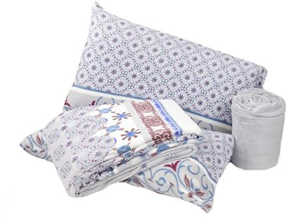 Viterbo Biancheria Completo Letto Lenzuola In Morbido Coral Invernale Stampato Matrimoniale A Fantasia (Provenzale Blu)