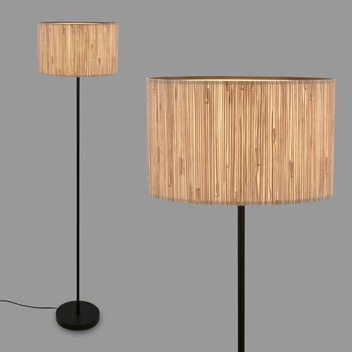BRILONER - Stehlampe mit Seegras Schirm, Ein/Aus Fußtaster, E27, max. 10W, Boho, aesthetic, Stehleuchte, Leselampe, Wohnzimmerlampe, Standleuchte, Dekolampe, 35 x 161 cm (DxH), Natur