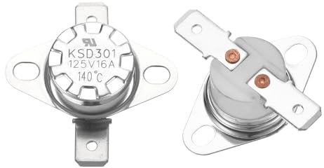 sourcing map 2pcs KSD301 Thermostat 150°C/302°F 16A Normally Closed N.C Adjust Snap Disc Temperature Switch for Microwaves,Oven,Coffee Maker,Ceramic Material