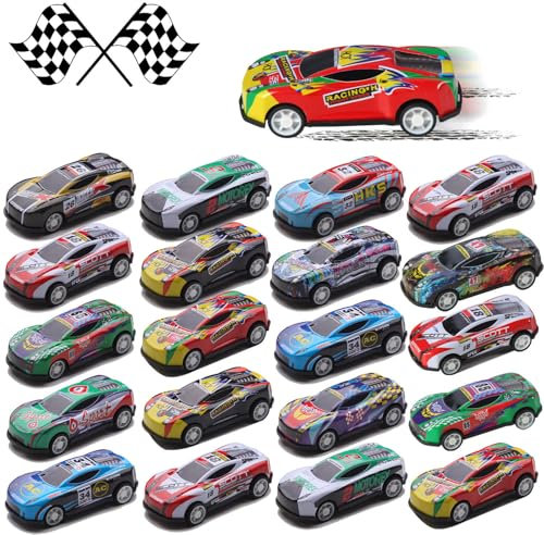 LITTLECUCU 21PCS Toy Cars Set – Mini Pull Back Car Toys for Kids, Party Bag Fillers, Vehicle Toys for 3+ Year Old Boys & Girls