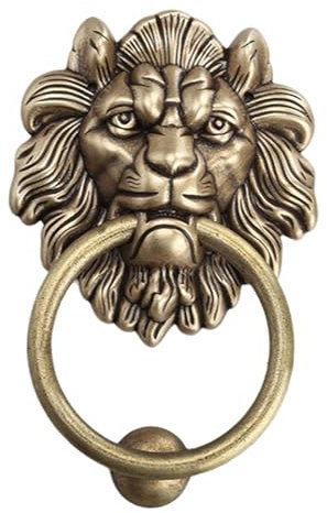 Löwenkopf Türklopfer, Antike Bronze Türklopfer Löwe, Klassischer Griff für die Haustür, Lion Head Door Knocker, Messing Löwenkopf-Türklopfer für Haustüren Hauptvordächer, Style A