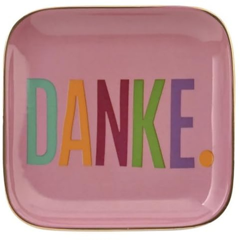 Gift Company Love Plates, Deko-Teller S, Porzellan, Danke, rosa, 11x1,6x11cm
